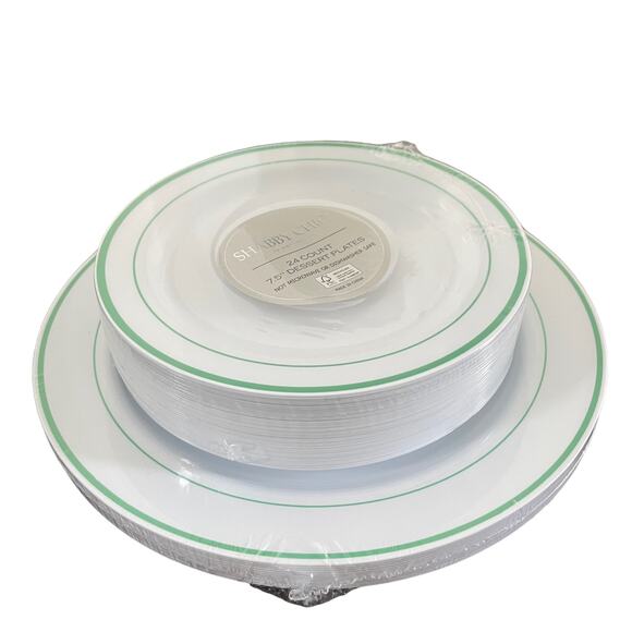 12 Count SHABBY CHIC Summer Green White 10.25" Disposable Dinner Plates NEW - Picture 11 of 11